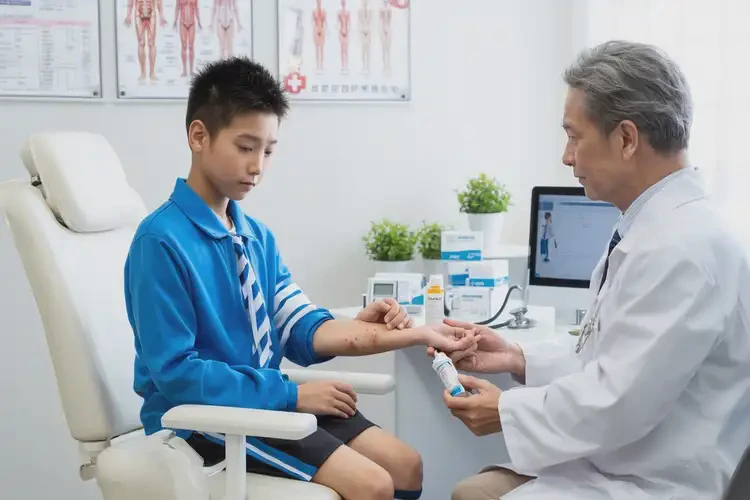 中學(xué)生手臂長(zhǎng)濕疹不管它會(huì)自己好嗎(圖1)