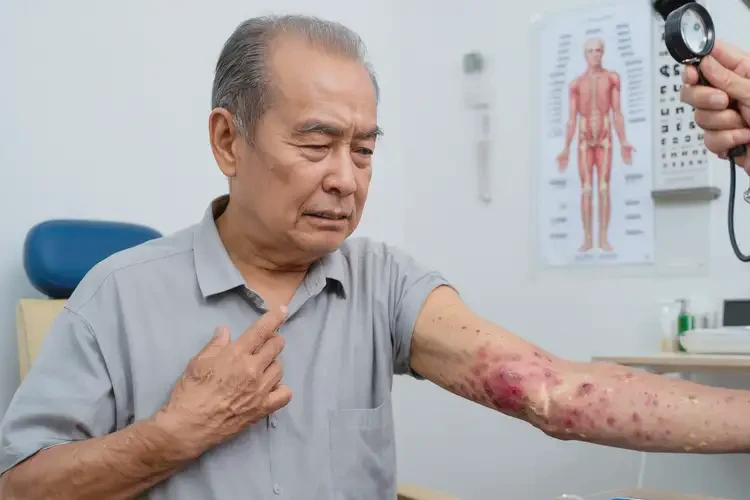 老人手臂偶尔起湿疹可以彻底自愈吗(图4)