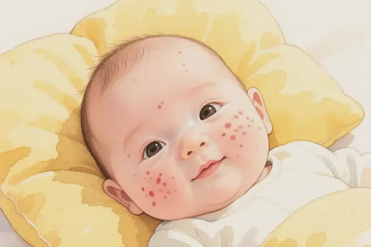 新生兒臉上經(jīng)常起濕疹不管它會(huì)自己好嗎(圖1)