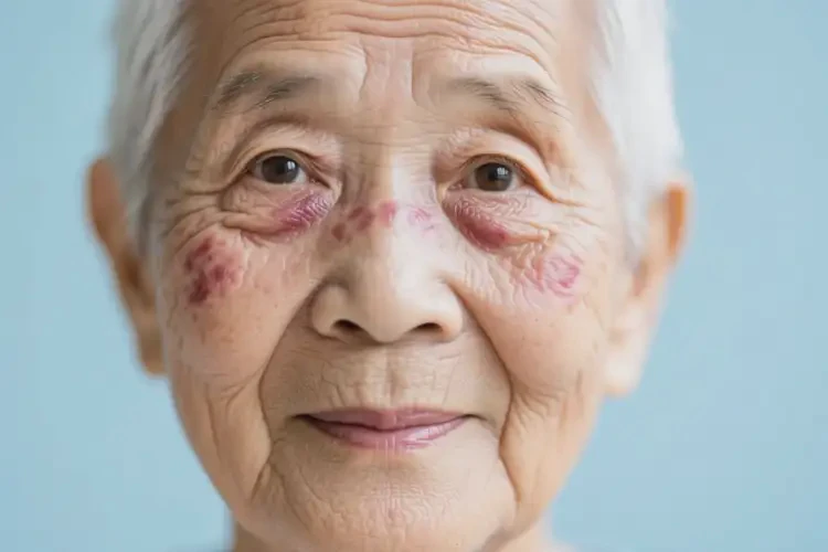 高齡老人臉上出現(xiàn)濕疹不管它會(huì)自己自愈嗎(圖1)