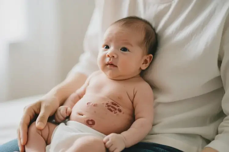 新生兒肚子上出濕疹不管它會自己痊愈嗎(圖1)