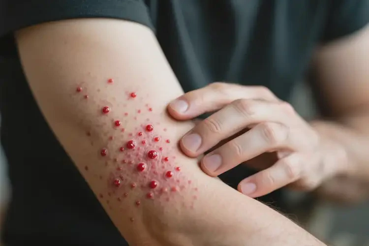 男人手臂有濕疹不管它會(huì)自己好嗎(圖2)