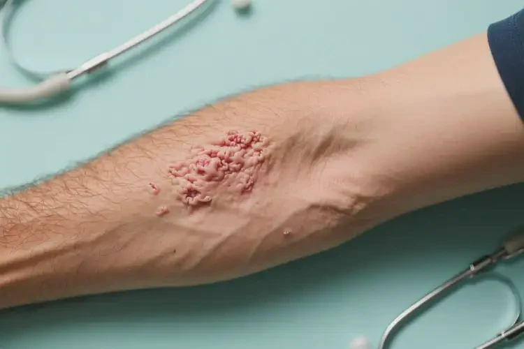 男人手臂经常长湿疹不管它会自己好吗(图1)