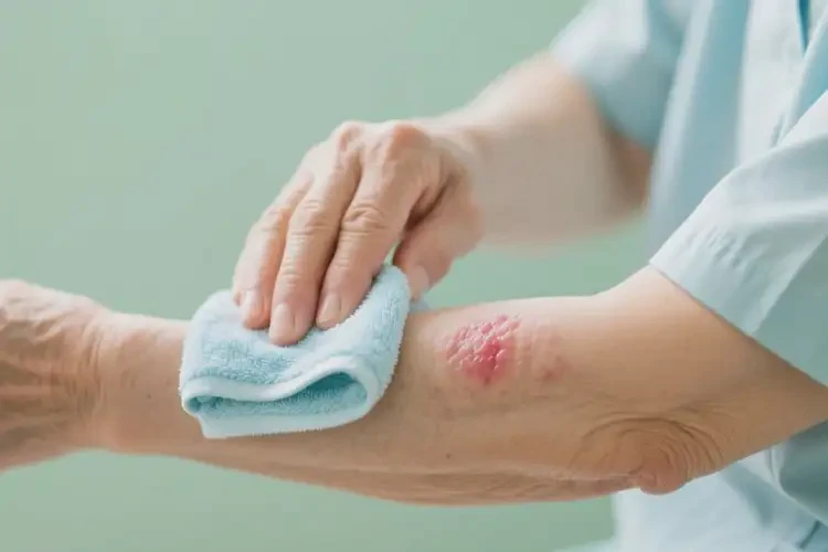 老人手臂经常起湿疹不管它会自己好吗(图1)