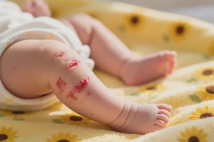 嬰兒大腿上出現(xiàn)濕疹不管它會(huì)自己自愈嗎(圖1)