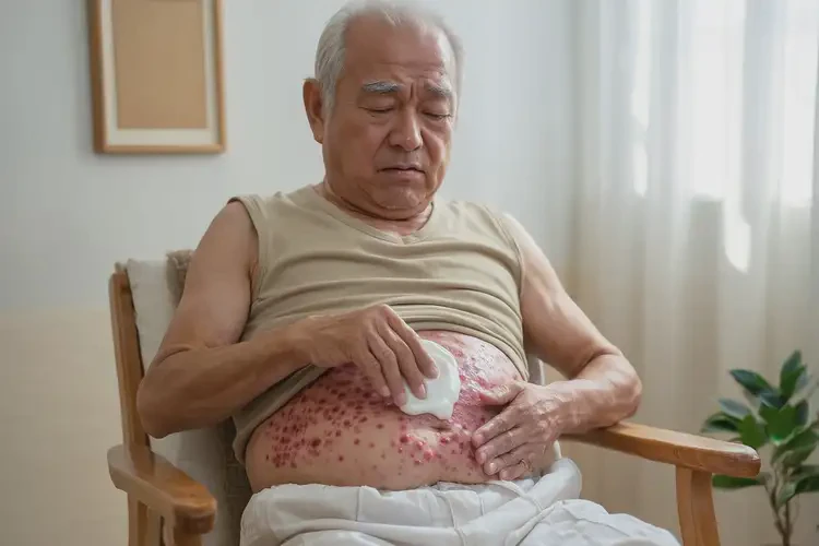 老人肚子上長濕疹不管它會自己好嗎(圖2)