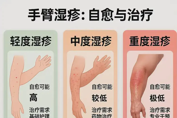 男生手臂經(jīng)常長(zhǎng)濕疹不管它會(huì)自己自愈嗎(圖1)