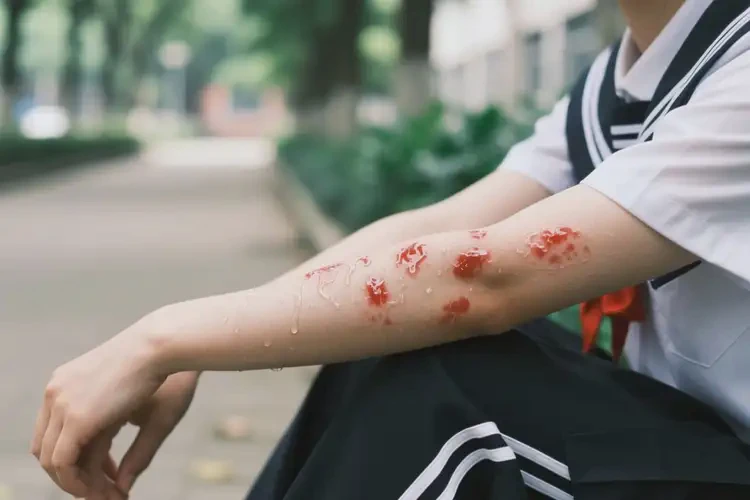 大學(xué)生手臂上經(jīng)常長(zhǎng)濕疹不管它會(huì)自己自愈嗎(圖1)