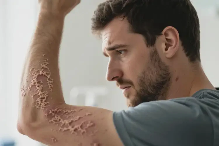 男人手臂有濕疹不管它會(huì)自己好嗎(圖3)