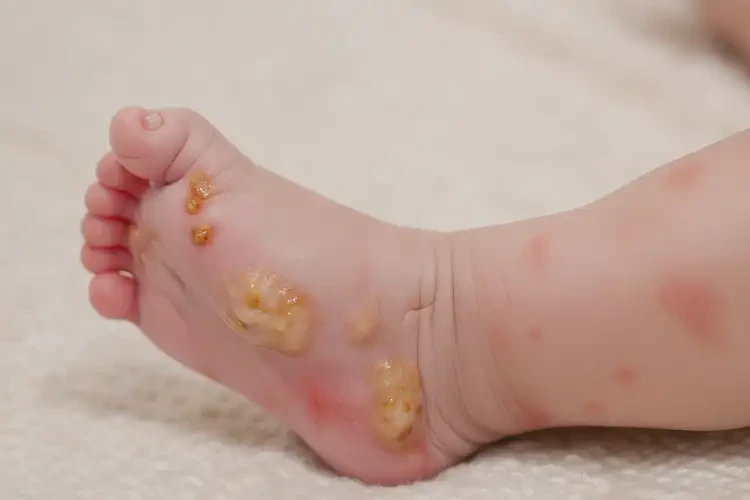 嬰幼兒腳上出現(xiàn)濕疹不管它會自己痊愈嗎(圖1)