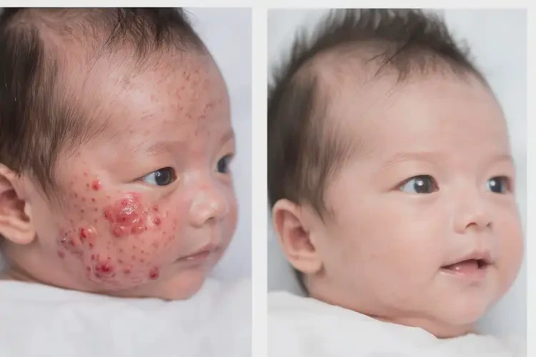 新生兒脖子上容易起濕疹不管它會自己好嗎(圖1)