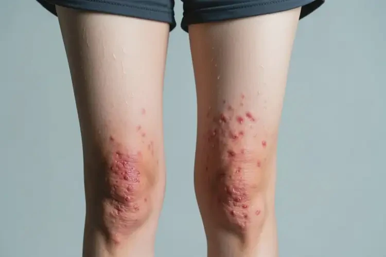 女人小腿出現(xiàn)濕疹能徹底自愈嗎(圖1)