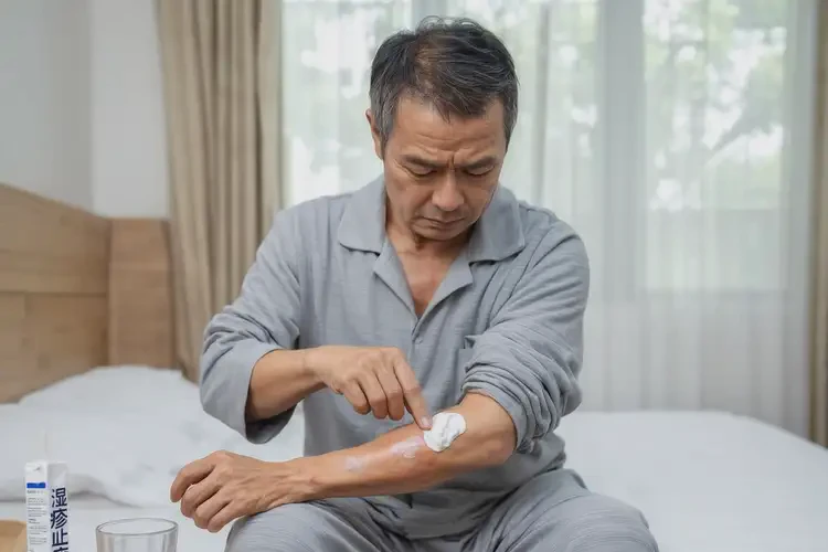 老人脖子上出濕疹不管它會自己痊愈嗎(圖1)