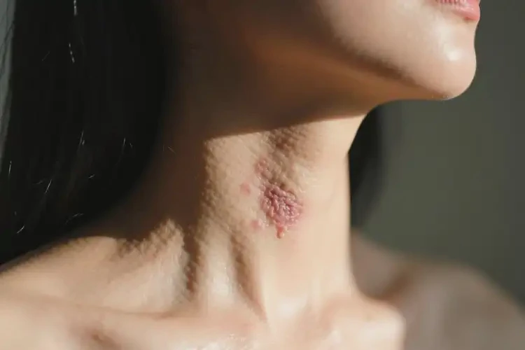 女人脖子上有濕疹不管它會自己自愈嗎(圖1)