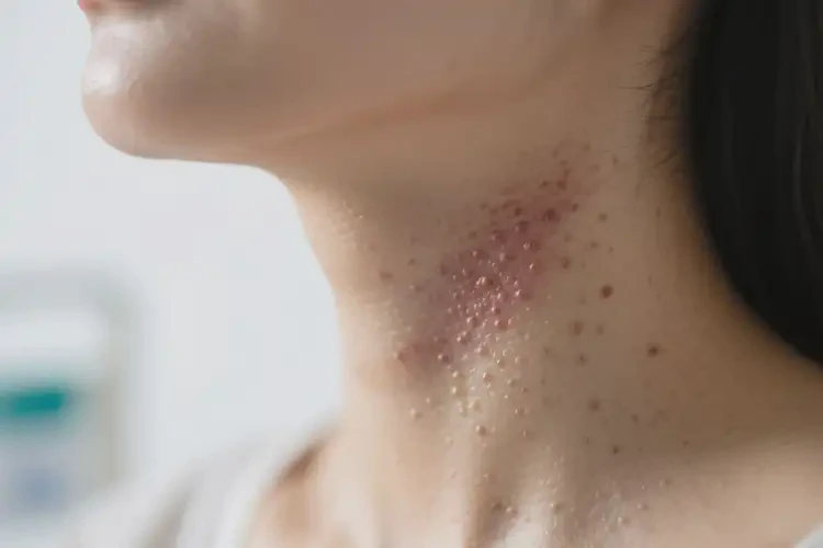 女人脖子上偶爾起濕疹能夠徹底治愈嗎(圖1)