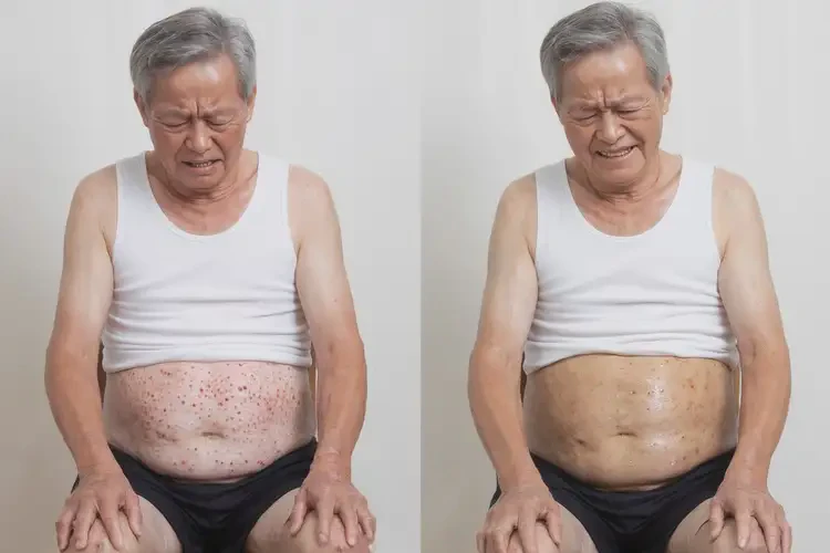 老人肚子上長濕疹不管它會自己好嗎(圖1)