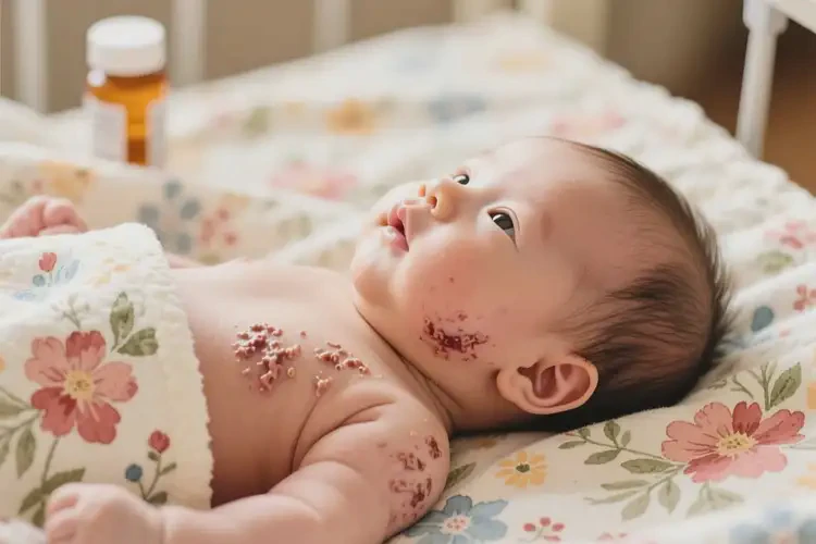 幼兒脖子長濕疹不管它會(huì)自己自愈嗎(圖1)