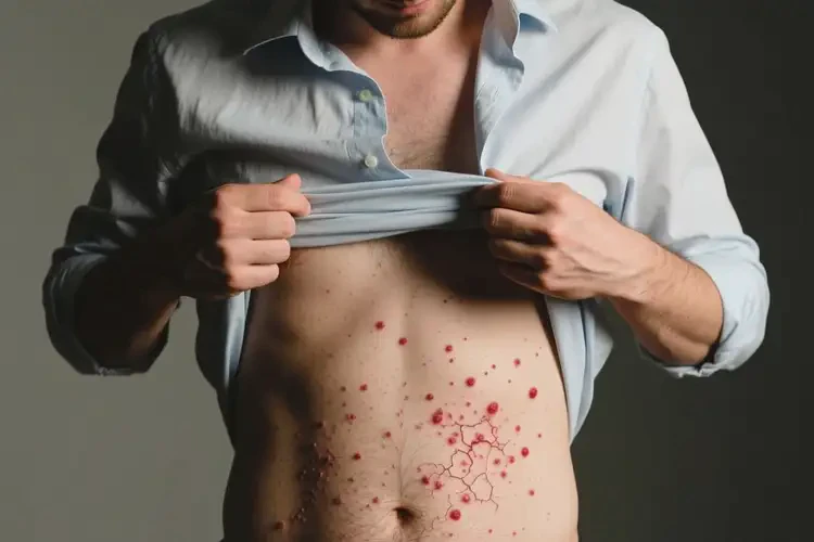 男性肚子上容易长湿疹不管它会自己自愈吗(图1)