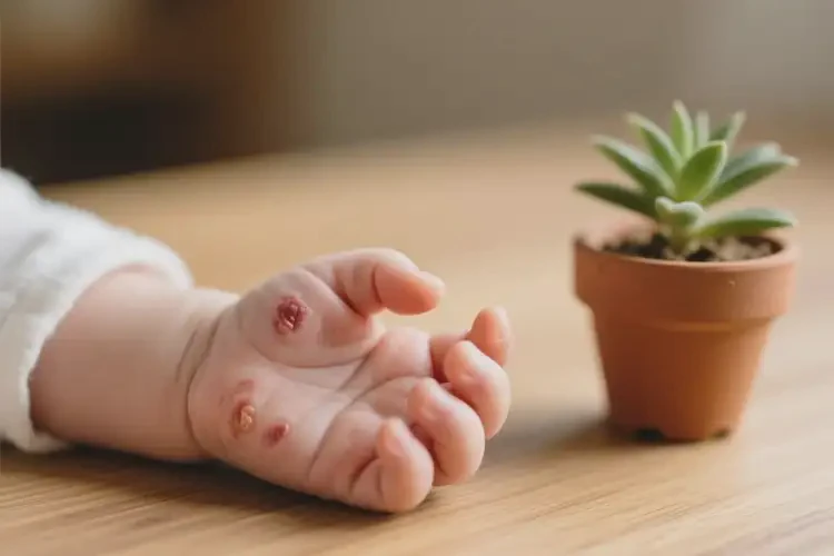 嬰兒手上出濕疹可以徹底自愈嗎(圖2)