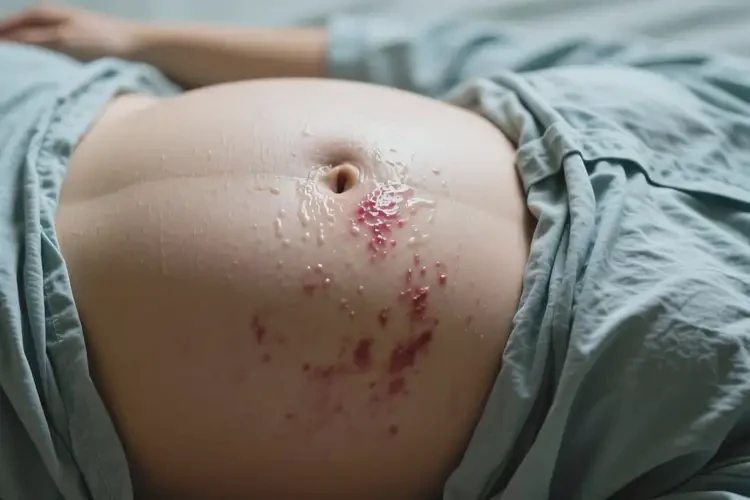 產(chǎn)婦肚子上有濕疹不管它會(huì)自己痊愈嗎(圖1)