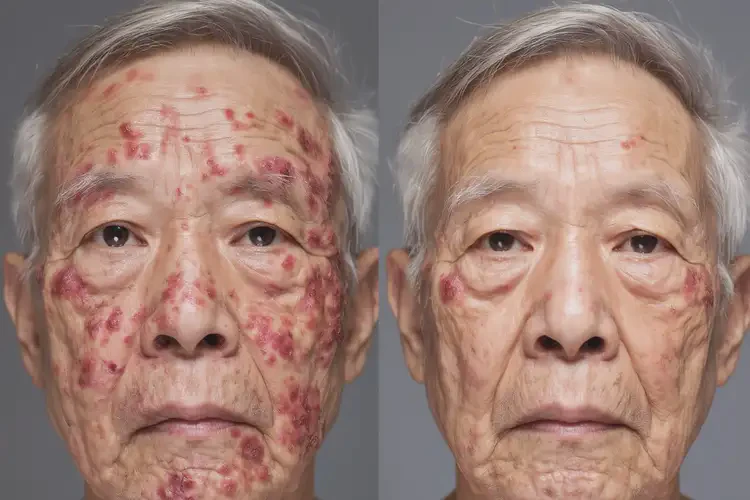 老人面部出濕疹不管它會自己自愈嗎(圖1)