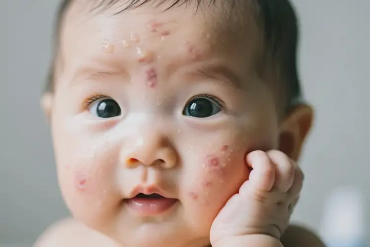 嬰兒臉上經(jīng)常起濕疹不管它會自己痊愈嗎(圖1)