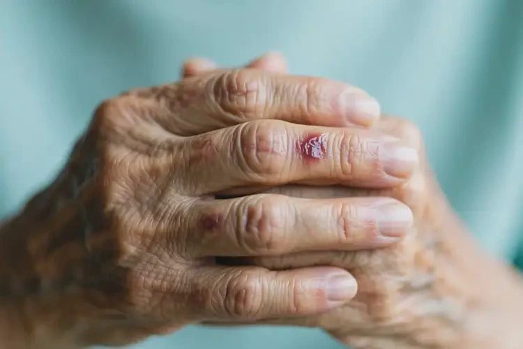 老人手上容易長濕疹不管它會自己痊愈嗎(圖1)