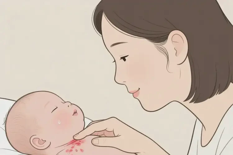 新生兒脖子上出濕疹能夠徹底治愈嗎(圖1)