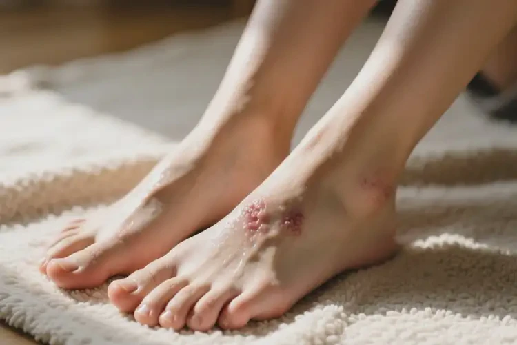 女生腳上偶爾起濕疹能夠徹底治愈嗎(圖1)