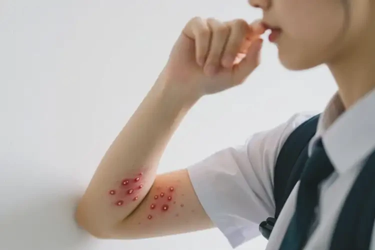 大學(xué)生手臂上出現(xiàn)濕疹不管它會自己好嗎(圖1)