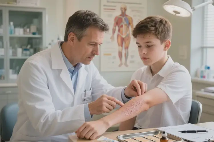 中學(xué)生手臂上有濕疹不管它會(huì)自己好嗎(圖1)