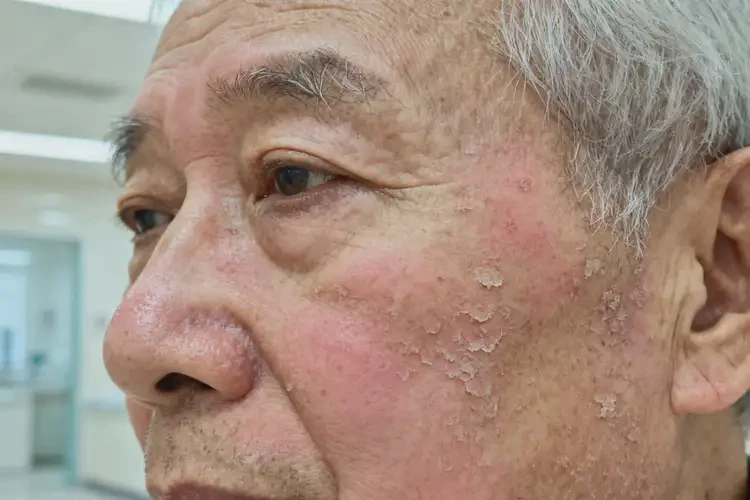 老人臉上出現(xiàn)濕疹不管它會(huì)自己痊愈嗎(圖1)