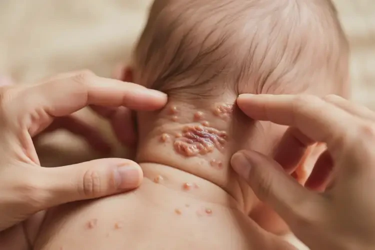 新生兒脖子上起濕疹可以徹底自愈嗎(圖2)