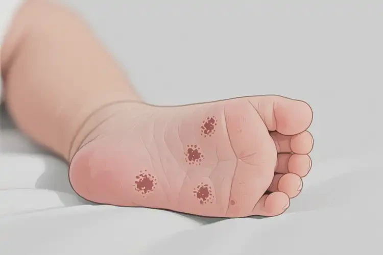 新生儿脚上偶尔起湿疹不管它会自己好吗(图1)