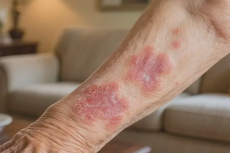 老人手臂上有濕疹不管它會(huì)自己好嗎(圖4)