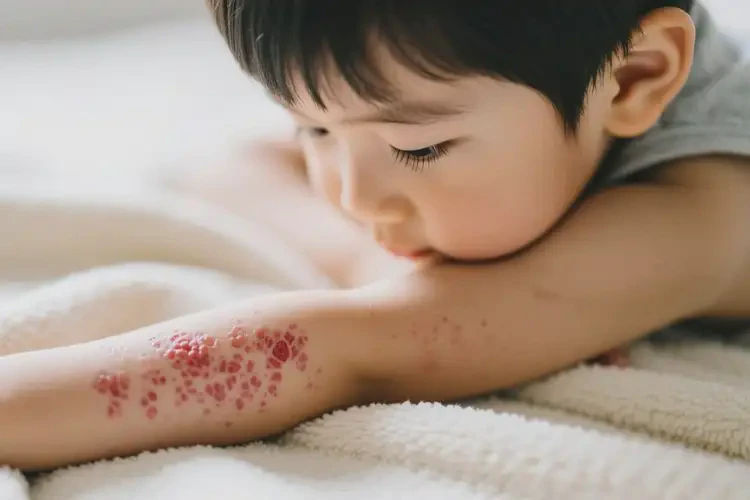 小孩手臂上容易長濕疹不管它會(huì)自己痊愈嗎(圖1)