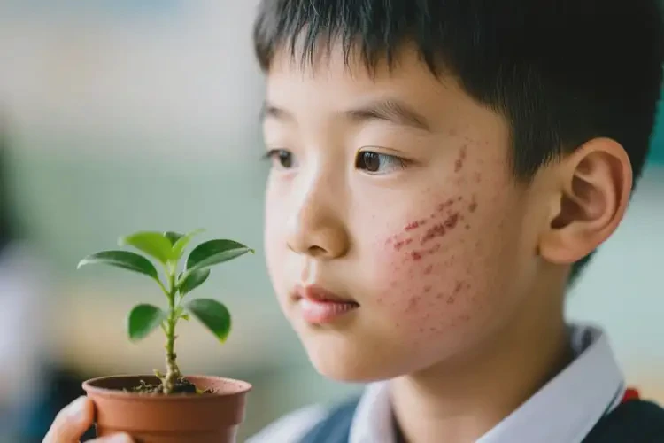 大學(xué)生臉上長(zhǎng)濕疹不管它會(huì)自己痊愈嗎(圖1)