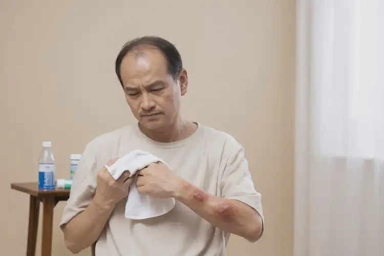 男性屁股偶尔长湿疹不管它会自己痊愈吗(图1)