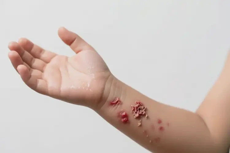 少儿手臂上经常起湿疹不管它会自己好吗(图1)