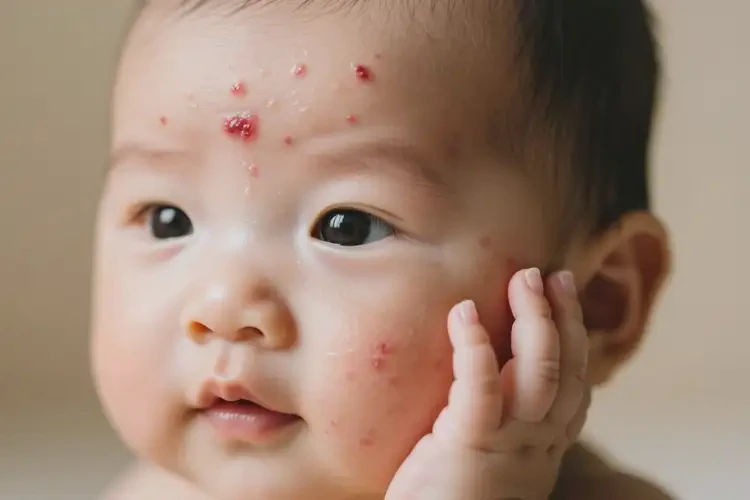 新生兒臉上偶爾長(zhǎng)濕疹不管它會(huì)自己痊愈嗎(圖3)