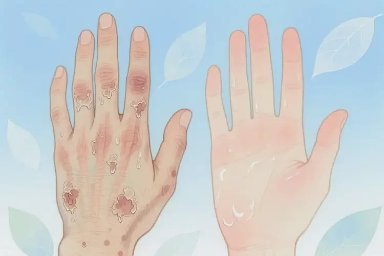 男性手上出湿疹不管它会自己自愈吗(图2)