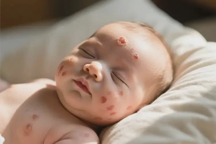 嬰兒面部偶爾起濕疹不管它會(huì)自己痊愈嗎(圖2)