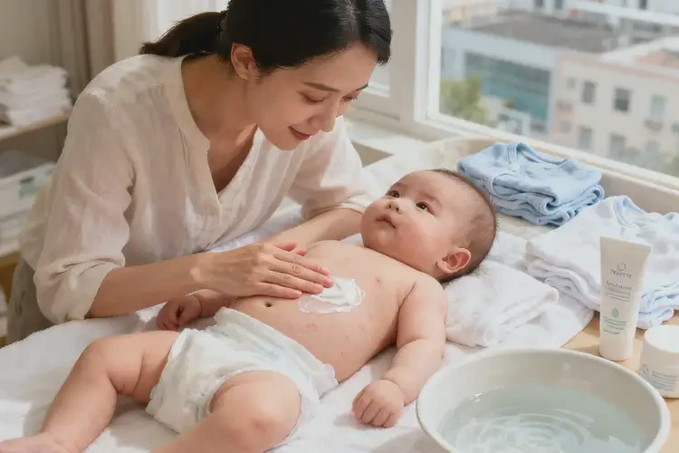 寶寶肚子長(zhǎng)濕疹不管它會(huì)自己好嗎(圖1)