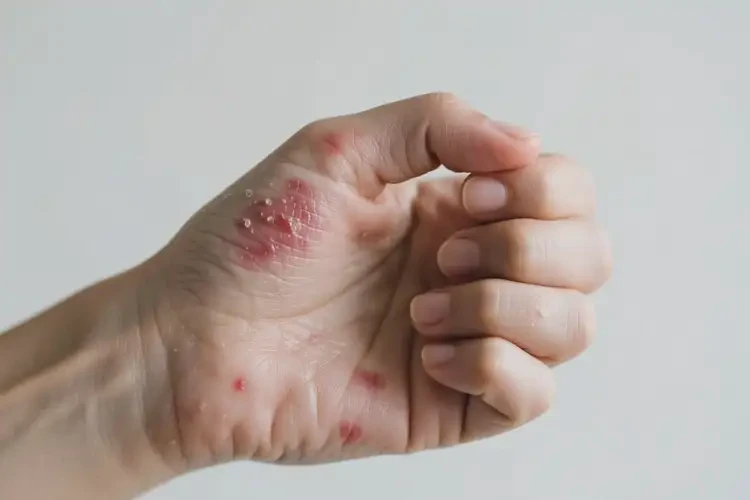 女生手上經(jīng)常起濕疹不管它會自己好嗎(圖1)