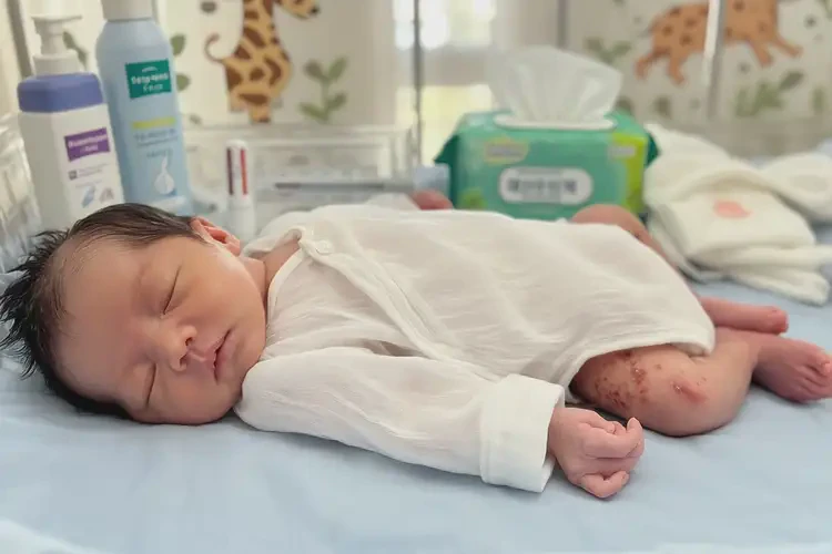 新生兒大腿上容易起濕疹可以徹底自愈嗎(圖1)