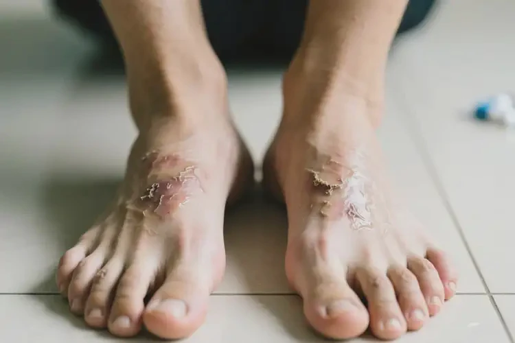 男生腳上長濕疹可以徹底自愈嗎(圖1)