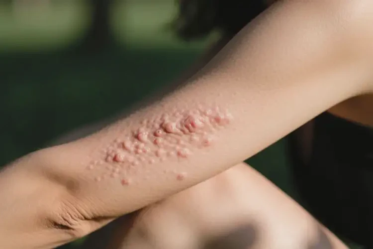 女性手臂上经常长湿疹不管它会自己自愈吗(图1)