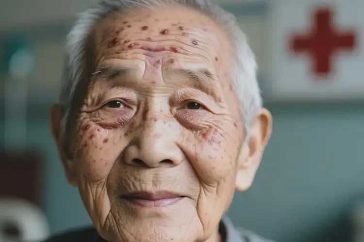 老人臉上長濕疹不管它會自己自愈嗎(圖1)