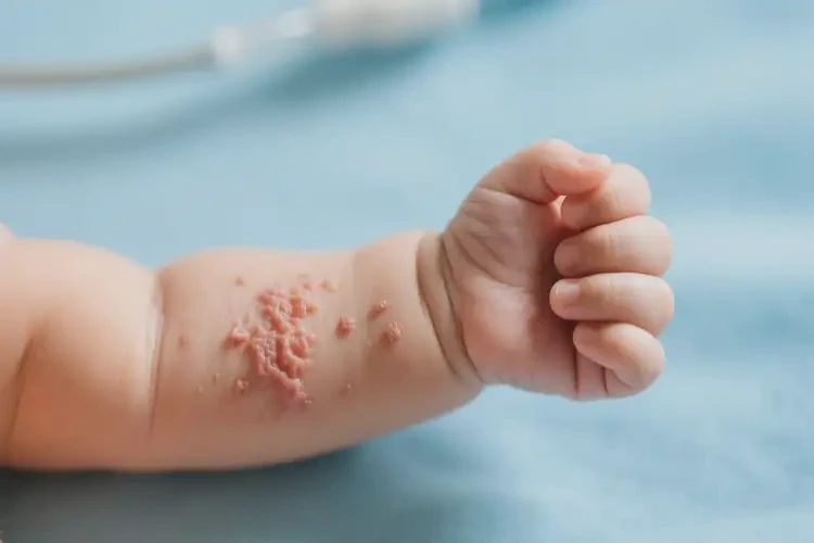 新生兒手臂經(jīng)常長濕疹不管它會自己痊愈嗎(圖2)