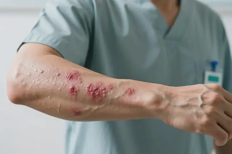 男人手臂有濕疹不管它會(huì)自己自愈嗎(圖2)